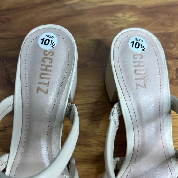 Schutz Olly Block Heel Sandals Womens Size 10.5 Slip On Strappy NEW - Picture 4 of 8
